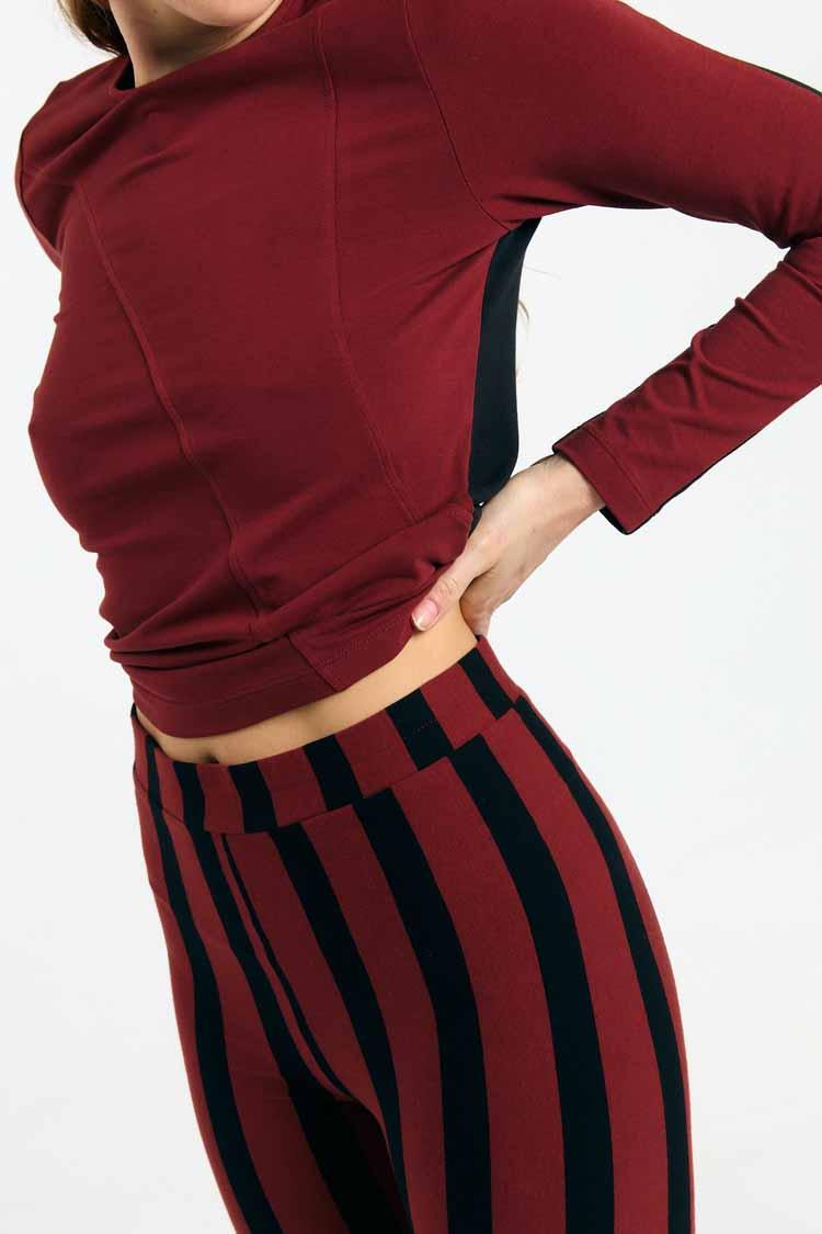 Suite13Lab Ulmo Leggings Stripe Brick Damen Hose schwarz rot
